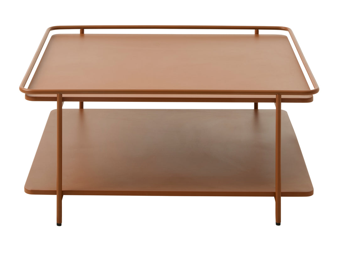 Yuba sofabord m. 1 hylde kvadratisk terracotta metal 75x75