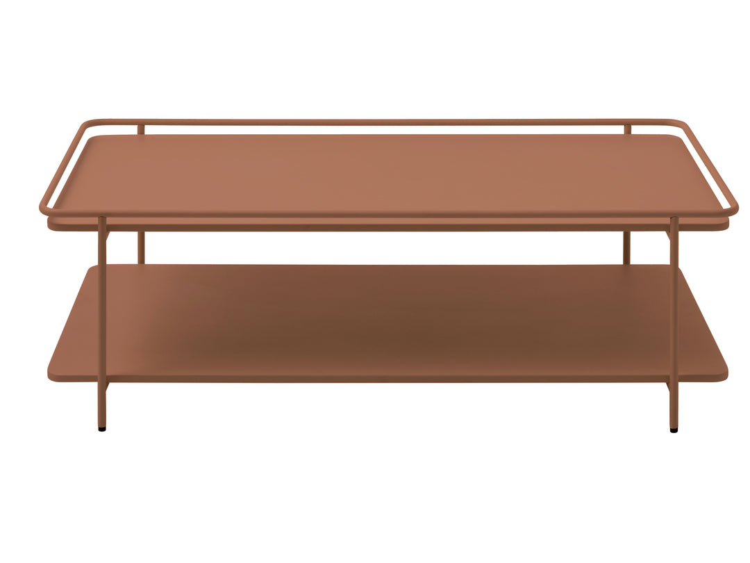 Yuba sofabord m. 1 hylde rektangulær terracotta metal 55x110