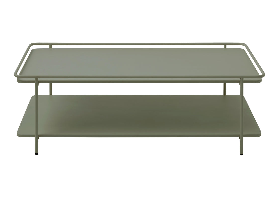 Yuba sofabord m. 1 hylde rektangulær olivengrøn metal 55x110