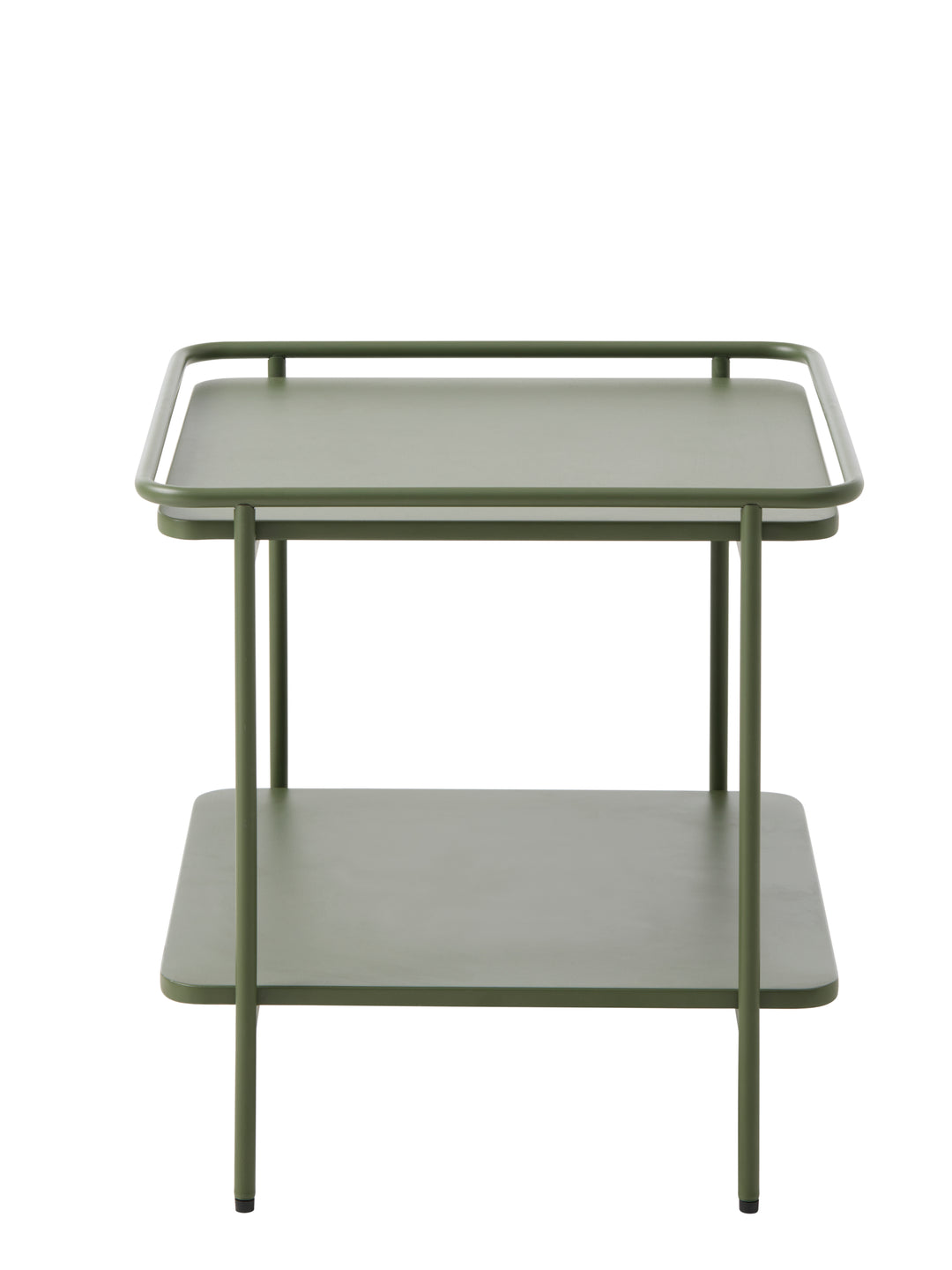 Yuba sidebord m. 1 hylde kvadratisk olivengrøn metal 45x45