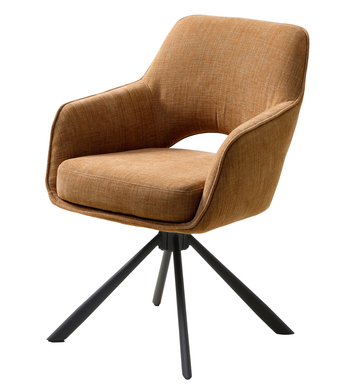 UNIQUE FURNITURE Cowley spisebordsstol m. armlæn og drejefunktion rust polyester og sorte ben