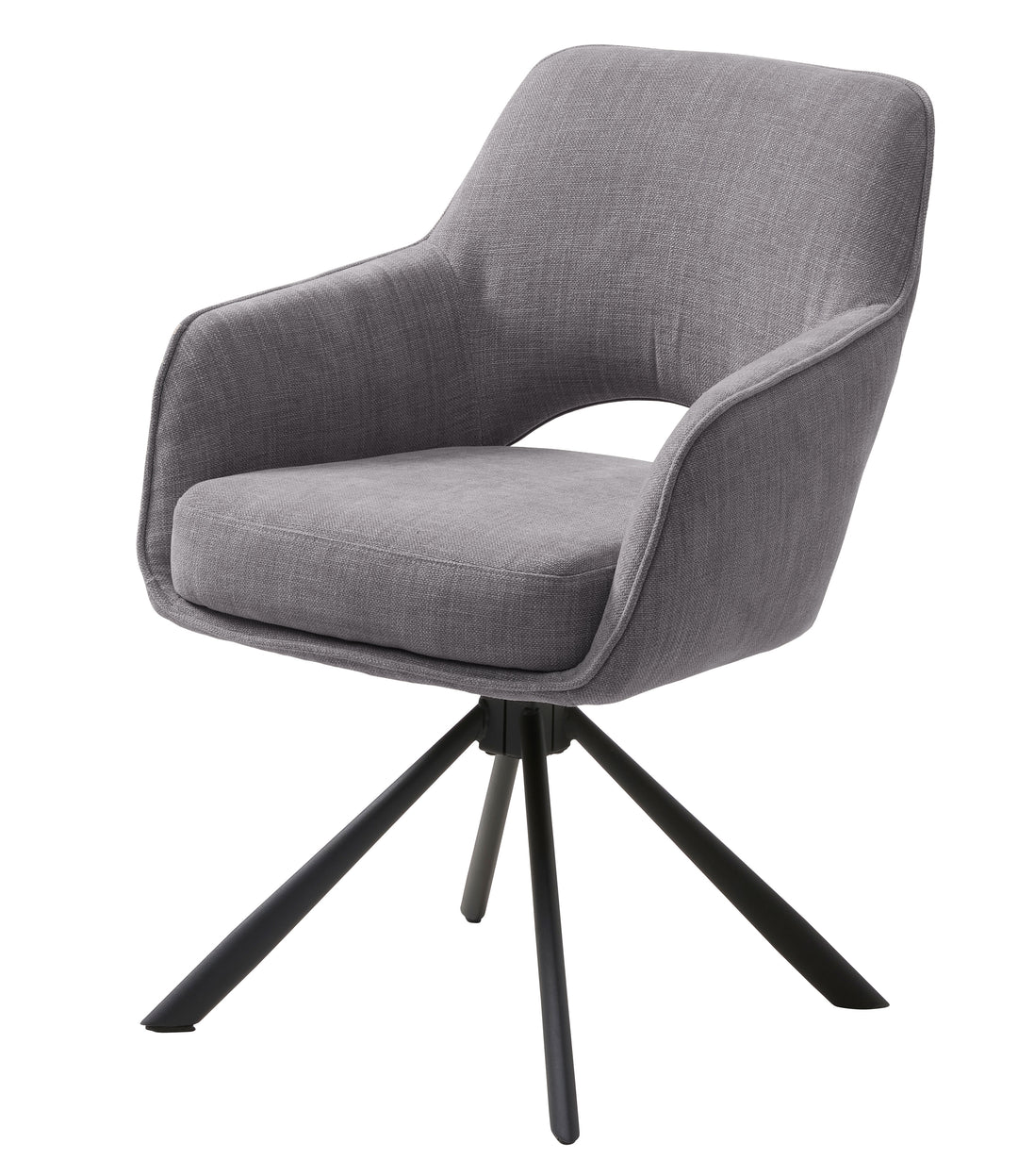 UNIQUE FURNITURE Cowley spisebordsstol m. armlæn og drejefunktion grafit grå polyester og sorte ben