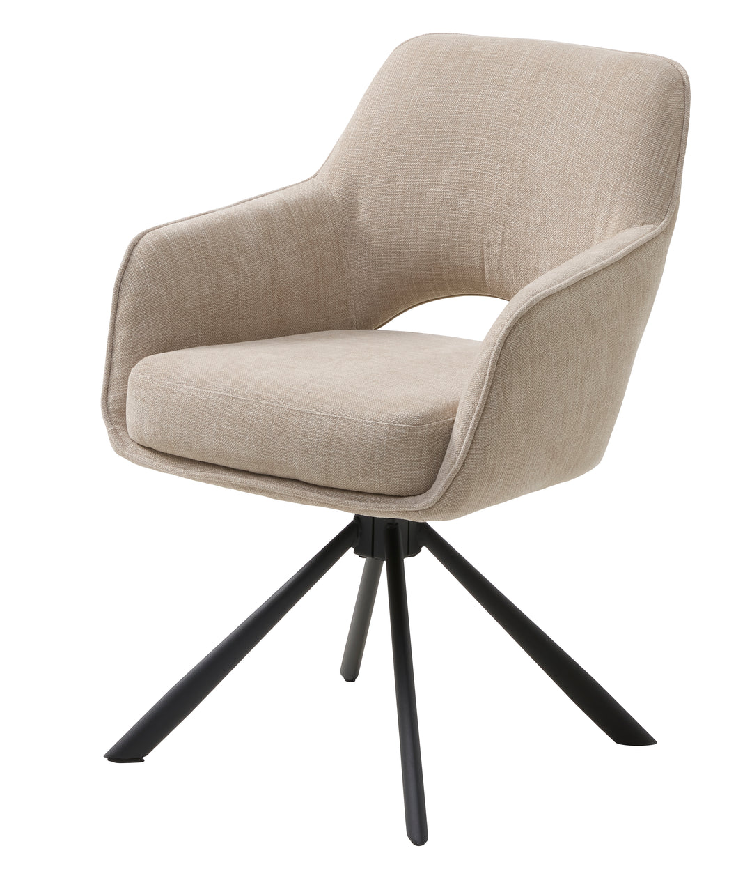 UNIQUE FURNITURE Cowley spisebordsstol m. armlæn og drejefunktion linned polyester og sorte ben