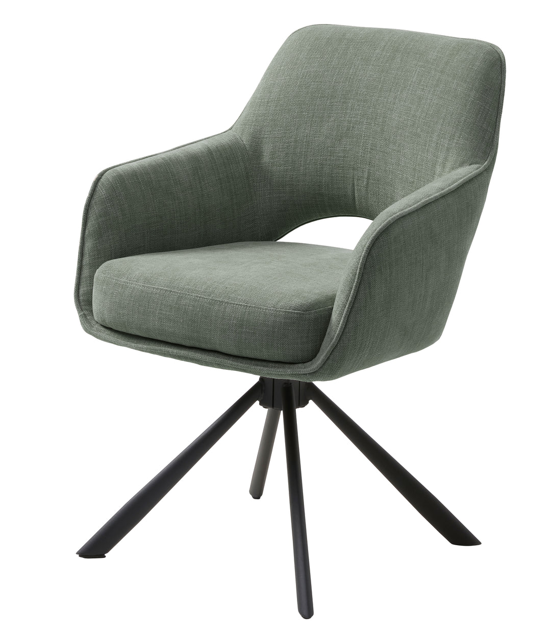UNIQUE FURNITURE Cowley spisebordsstol m. armlæn og drejefunktion skovgrøn polyester og sorte ben