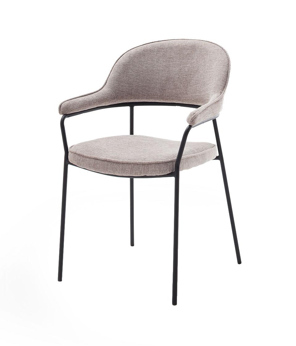 UNIQUE FURNITURE Kindersley spisebordsstol m. armlæn sand polyester og sort stål