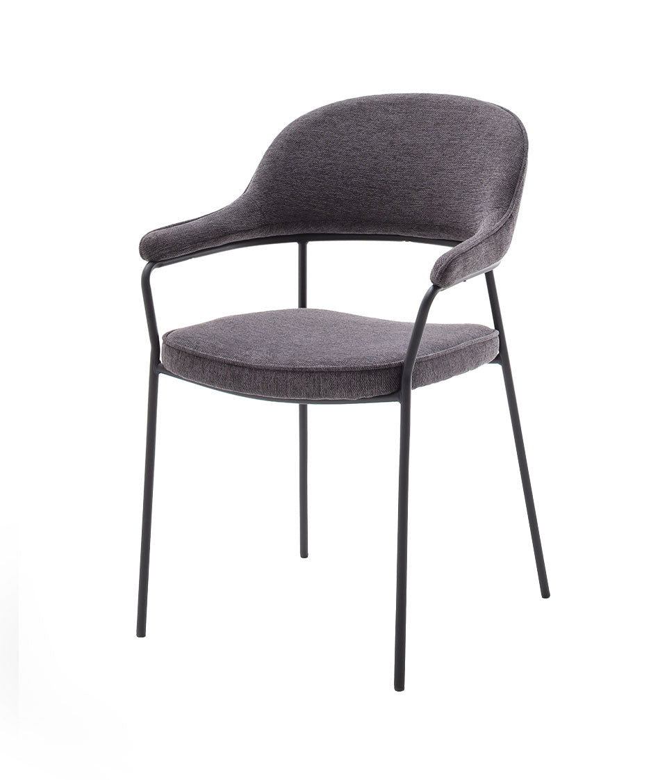 UNIQUE FURNITURE Kindersley spisebordsstol m. armlæn mørkegrå polyester og sort stål