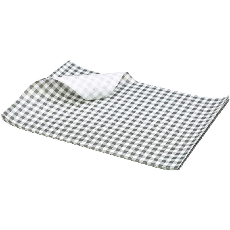 Produktbillede af Fedttæt Papir Ternet Sort 25 x 20cm 1000 Stk. på tilbud – premium kvalitet og detaljer