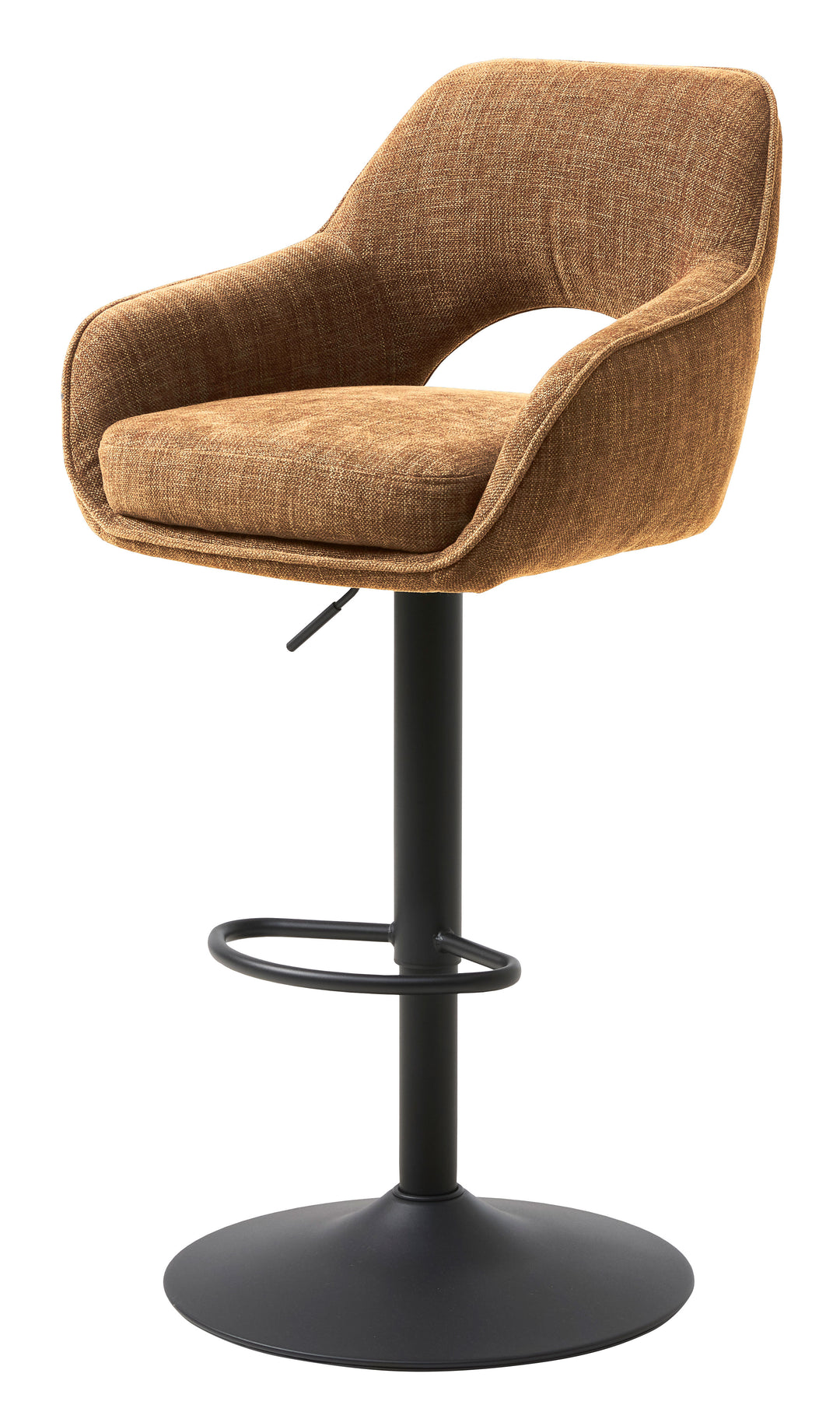 UNIQUE FURNITURE Cowley barstol m. ryglæn armlæn og fodstøtte rust polyester og sorte ben