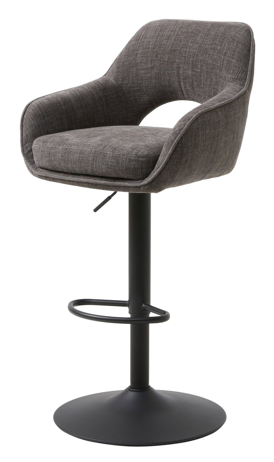 UNIQUE FURNITURE Cowley barstol m. ryglæn armlæn og fodstøtte grafit grå polyester og sorte ben