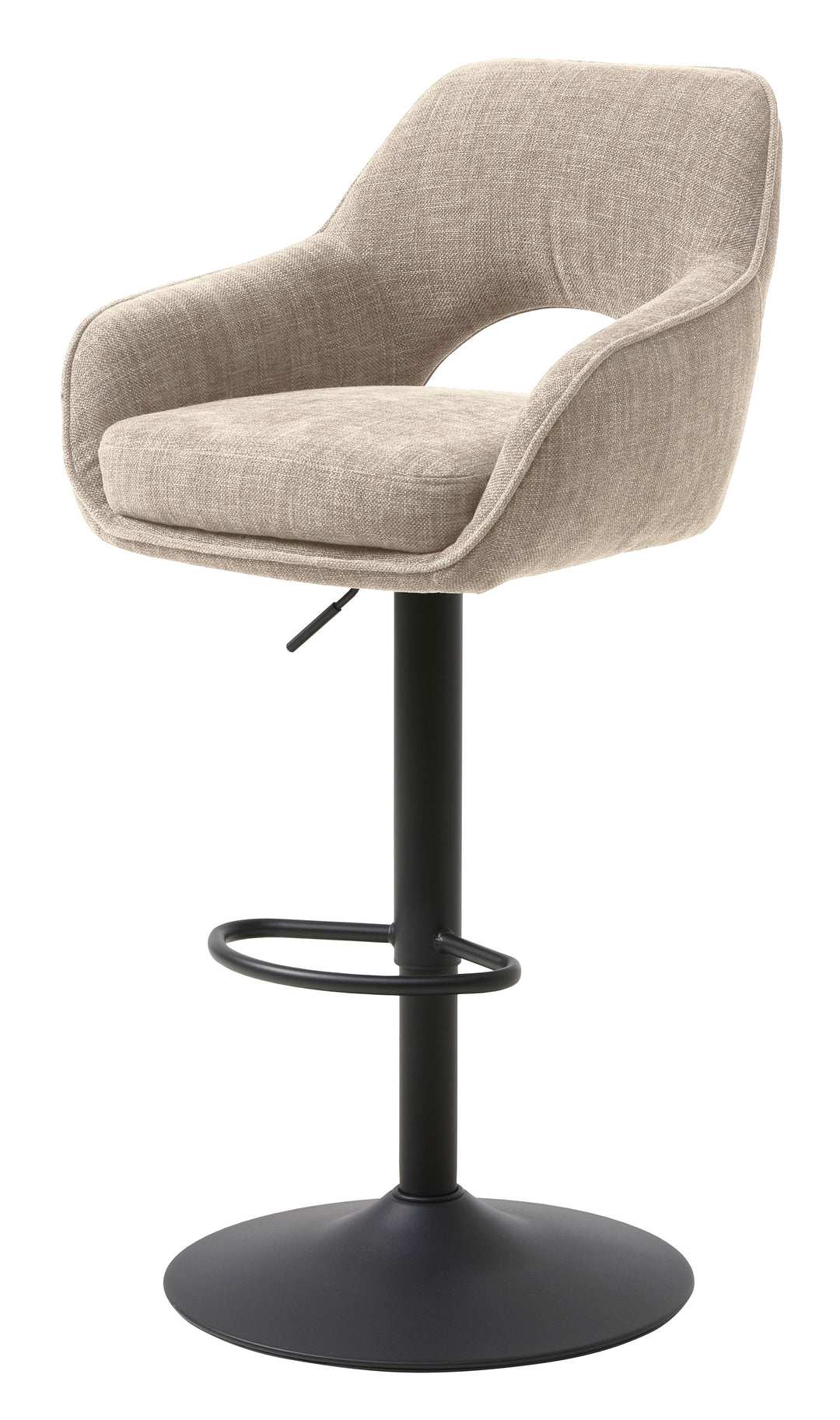 UNIQUE FURNITURE Cowley barstol m. ryglæn armlæn og fodstøtte linned polyester og sorte ben
