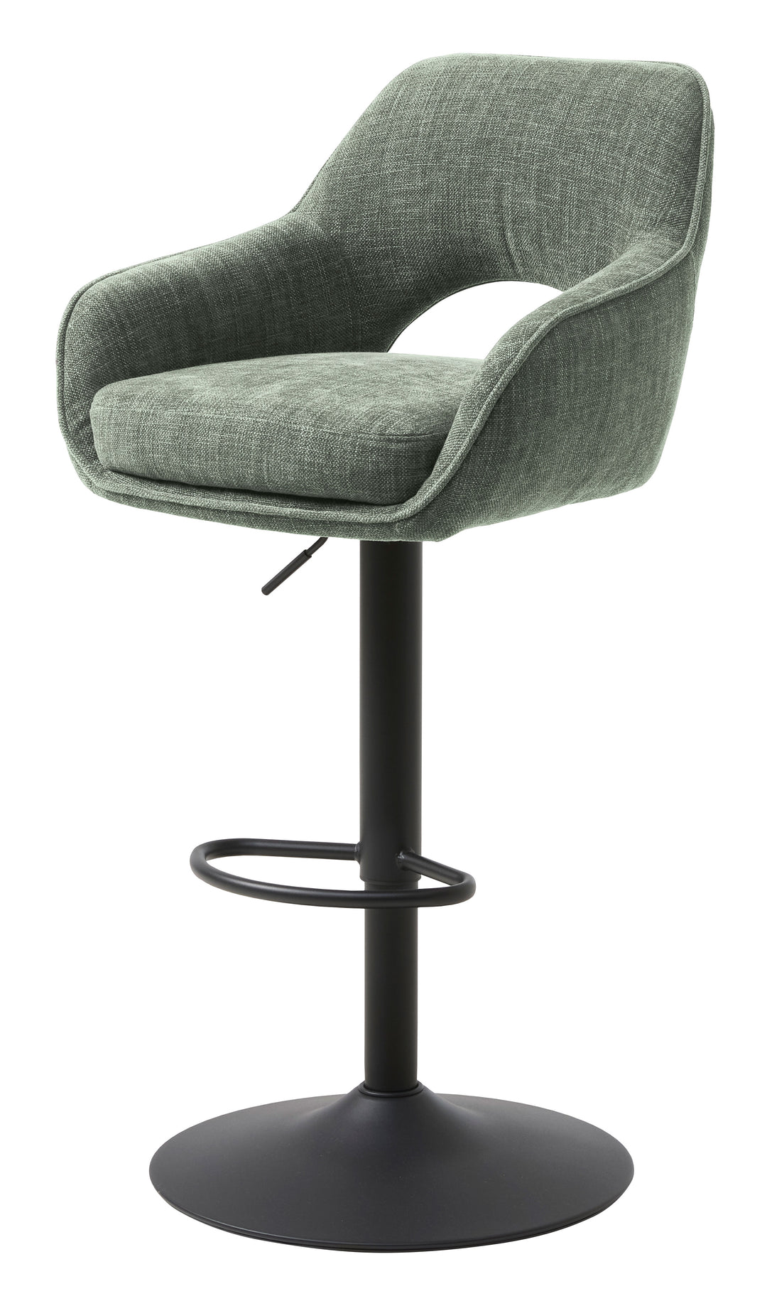 UNIQUE FURNITURE Cowley barstol m. ryglæn armlæn og fodstøtte skovgrøn polyester og sorte ben