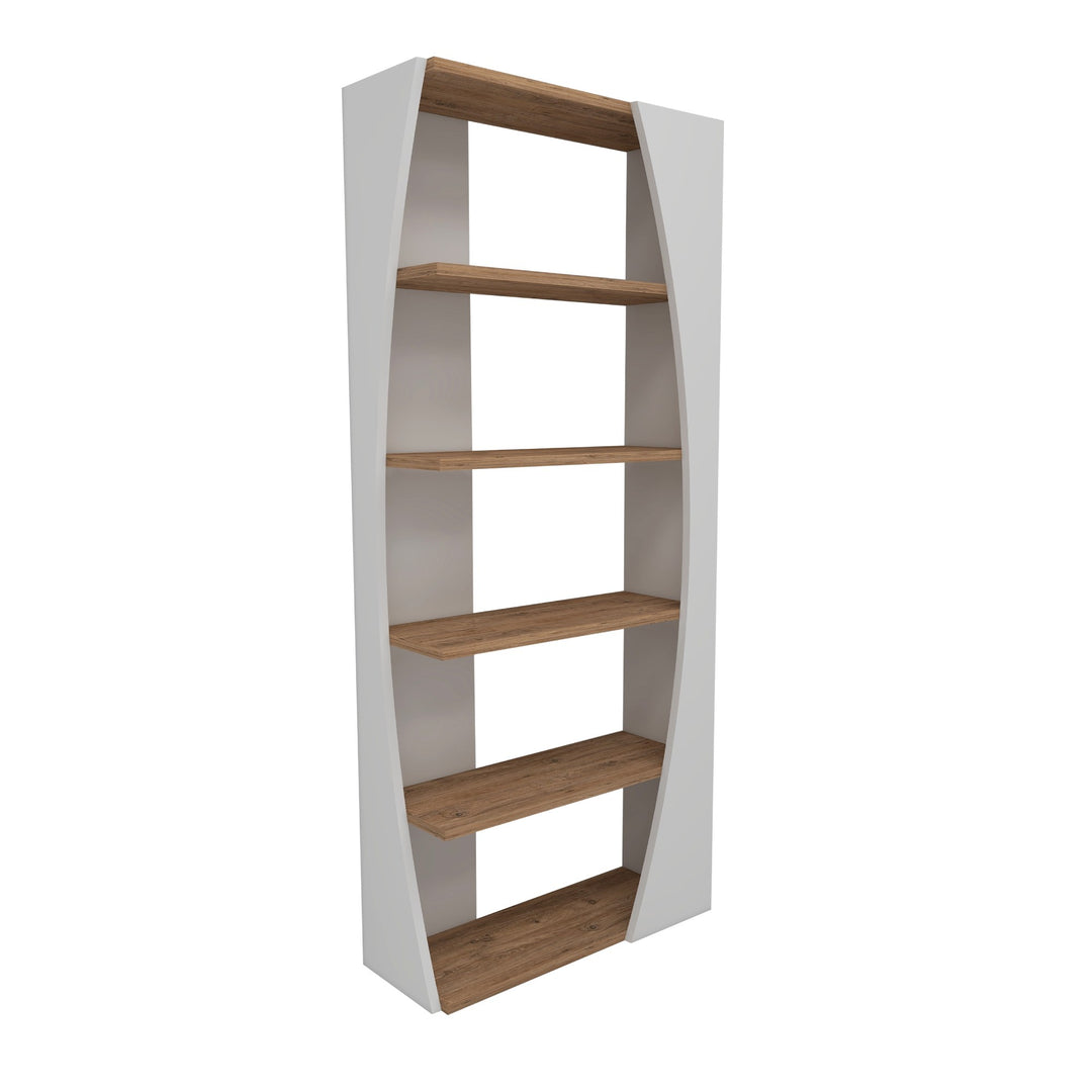 FUNZI LIVING Selge bogreol m. 4 hylder hvid og Atlantic Pine melamin