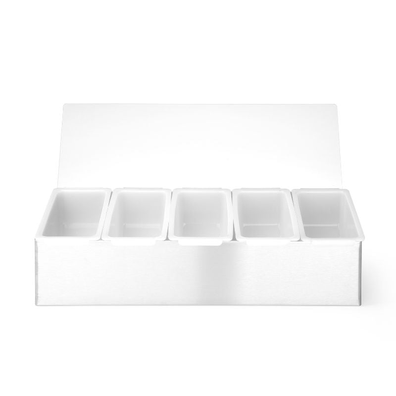 Produktbillede af Garnitureholder 5 Beholdere Rustfrit Stål Hdpe på tilbud – premium kvalitet og detaljer