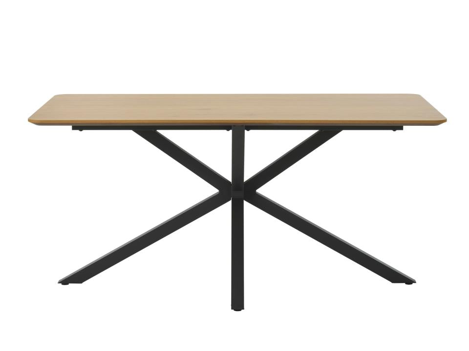 UNIQUE FURNITURE spisebord rektangulær natur egemelamin og sort metal 90x160