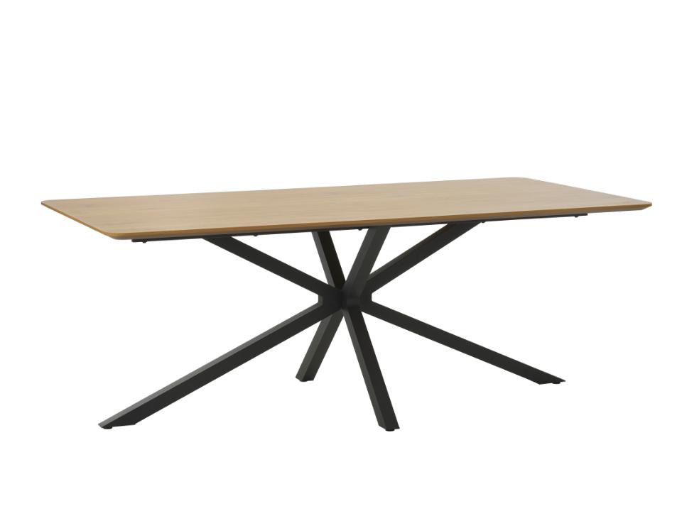 Cesura spisebord rektangulær natur eg melamin og sort stjerne metal 100x200
