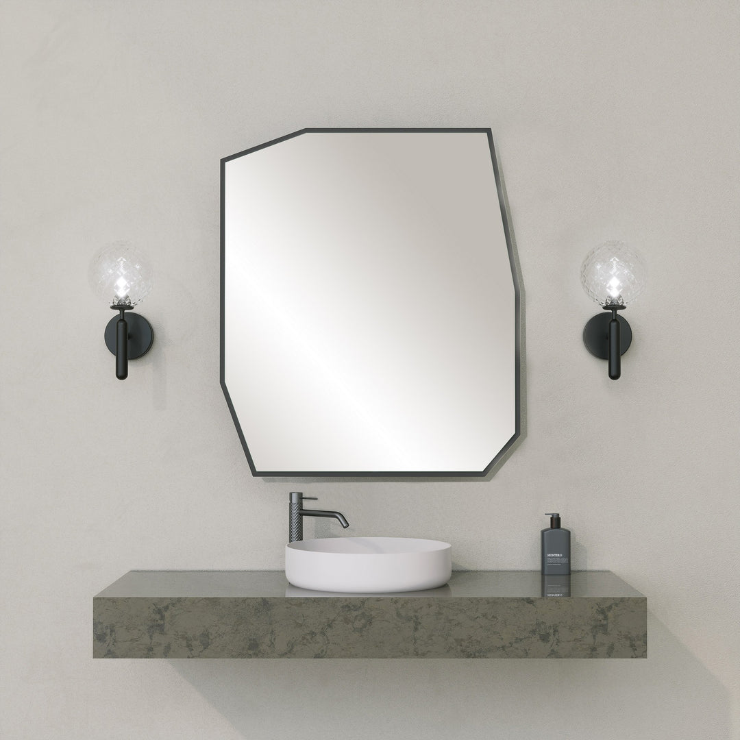 NORDVÄRK Quartz vægspejl ottekantet spejlglas og sort MDF 70x60