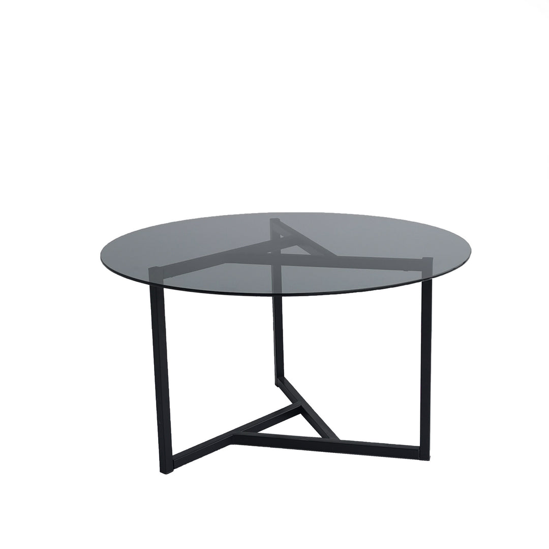 Produktbillede af NORDVÄRK Trio sofabord rund røgfarvet glas og sort metal Ø75 i premium kvalitet