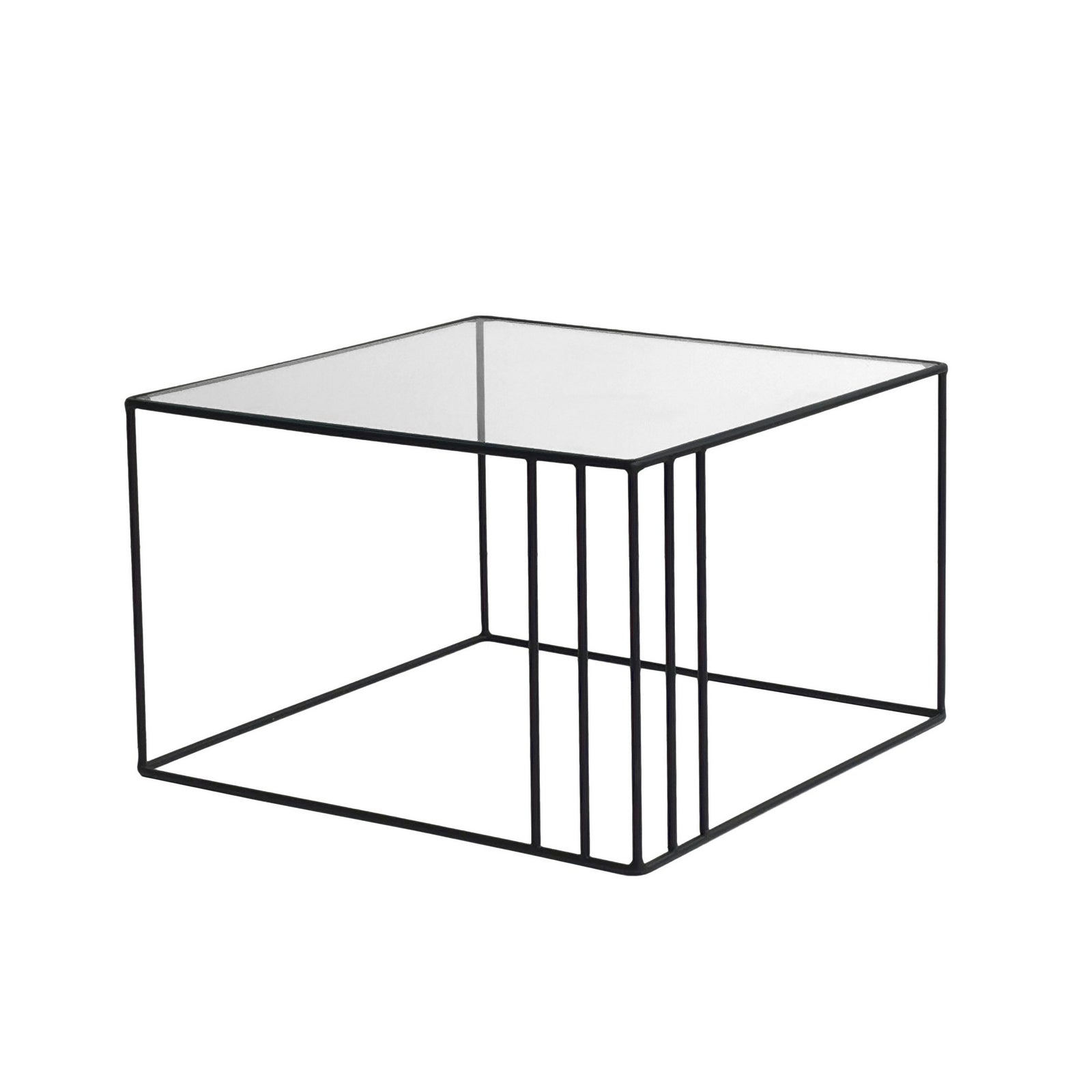 Produktbillede af NORDVÄRK Outline sofabord kvadratisk glas og sort metal 55x55 i premium kvalitet
