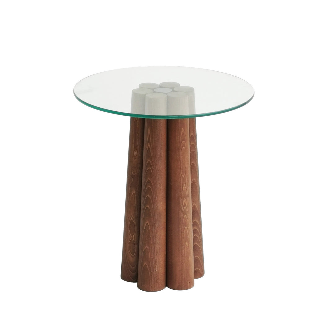 NORDVÄRK Pianeta sofabord oval glas og valnøddefarvet fyrretræ 45x50