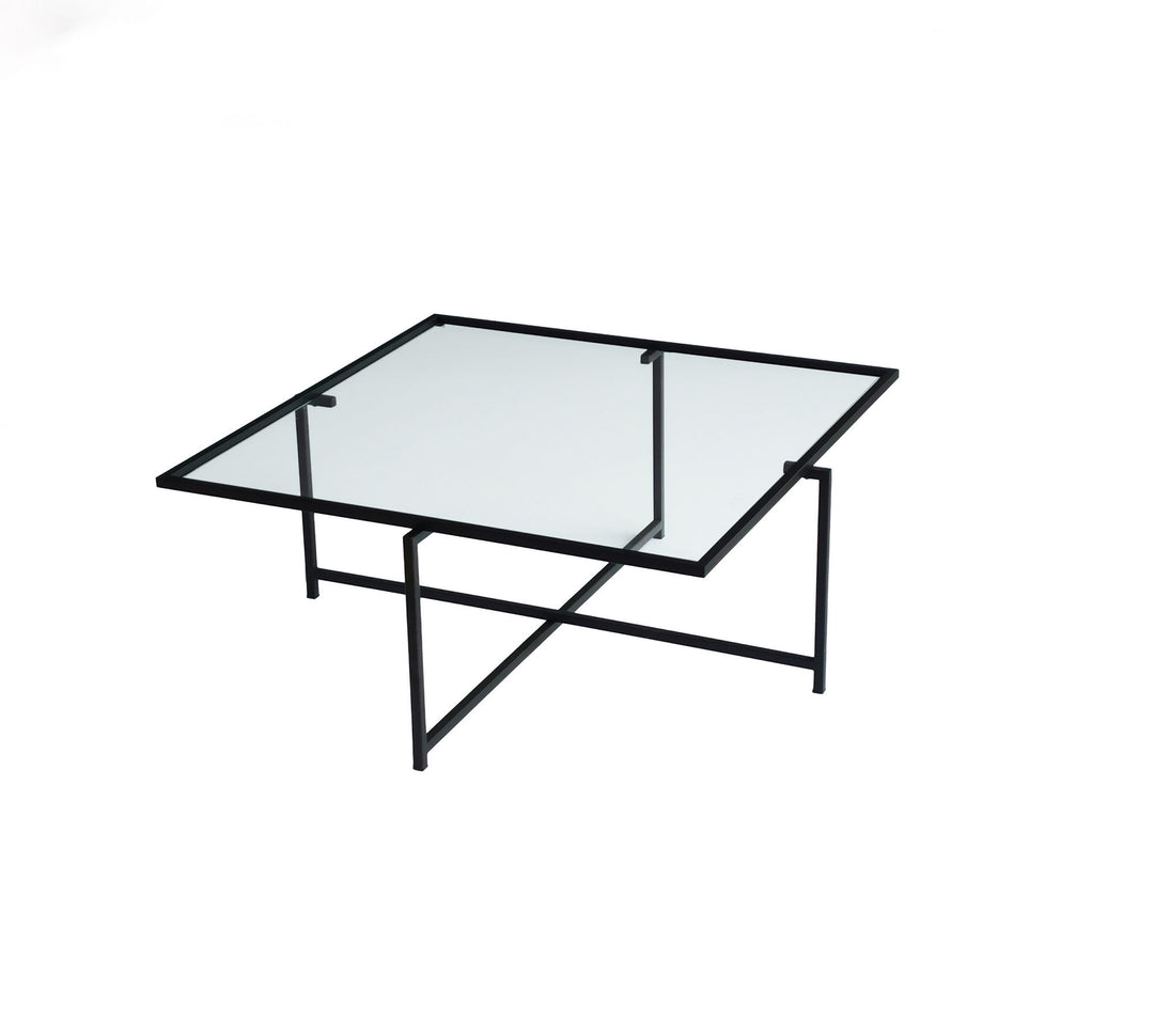 NORDVÄRK Sun sofabord kvadratisk glas og sort metal 85x85