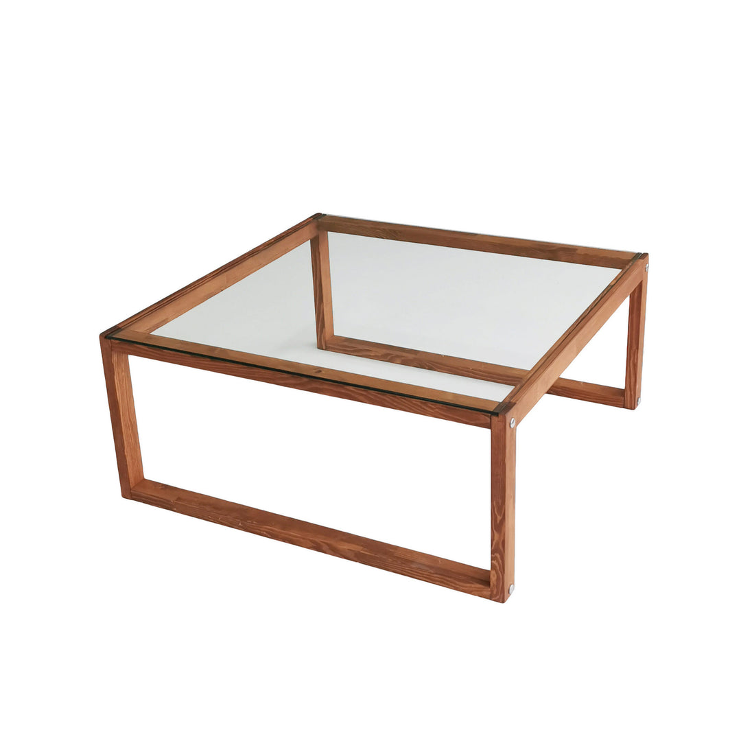 NORDVÄRK Via sofabord kvadratisk glas og fyrretræ 90x90