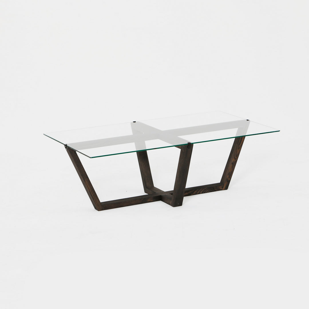 NORDVÄRK Amalfi sofabord rektangulær glas og antracit fyrretræ 105x65
