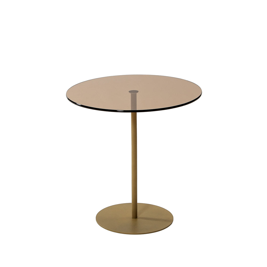 NORDVÄRK Chill sidebord rund bronze glas og guld metal Ø50