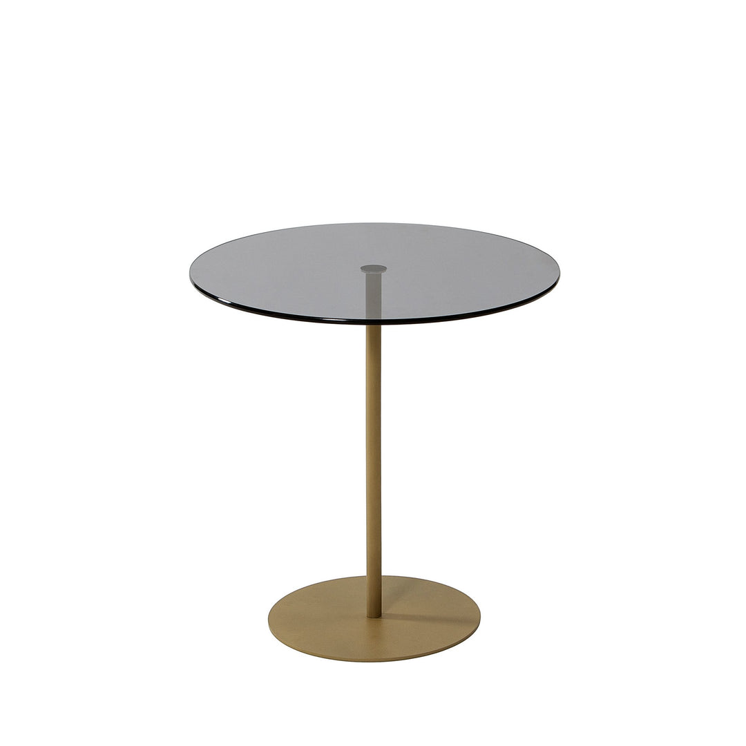 Produktbillede af NORDVÄRK Chill sidebord rund mørkegrå glas og guld metal Ø50 i premium kvalitet