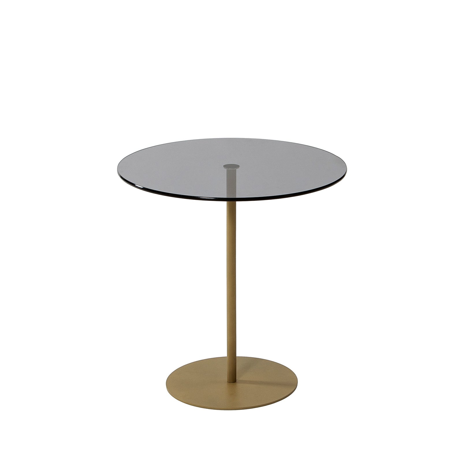 Produktbillede af NORDVÄRK Chill sidebord rund mørkegrå glas og guld metal Ø50 i premium kvalitet