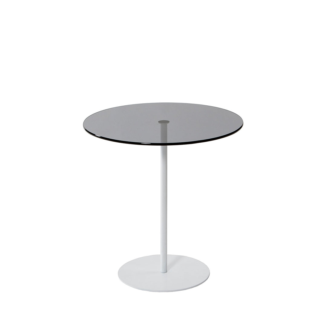 Produktbillede af NORDVÄRK Chill sidebord rund mørkegrå glas og hvid metal Ø50 i premium kvalitet