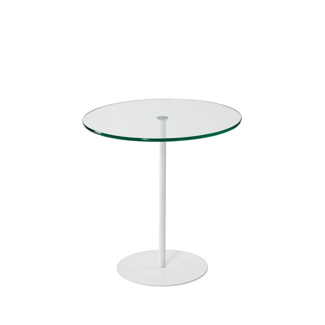 Produktbillede af NORDVÄRK Chill sidebord rund glas og hvid metal Ø50 i premium kvalitet