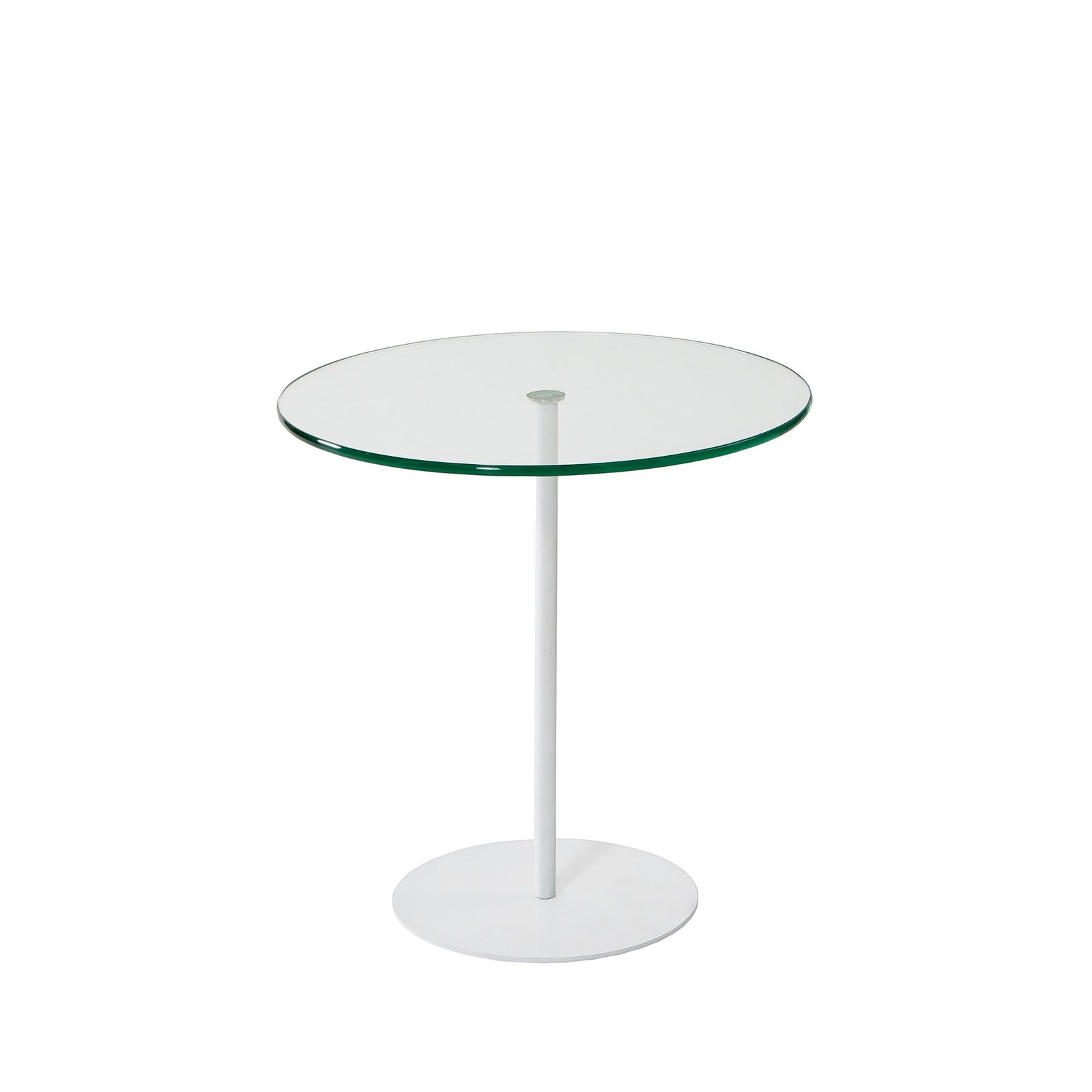 Produktbillede af NORDVÄRK Chill sidebord rund glas og hvid metal Ø50 i premium kvalitet