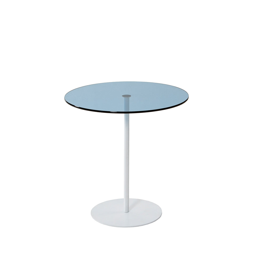 NORDVÄRK Chill sidebord rund blå glas og hvid metal Ø50