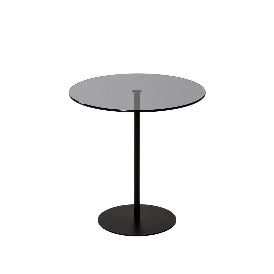 NORDVÄRK Chill sidebord rund mørkegrå glas og sort metal Ø50