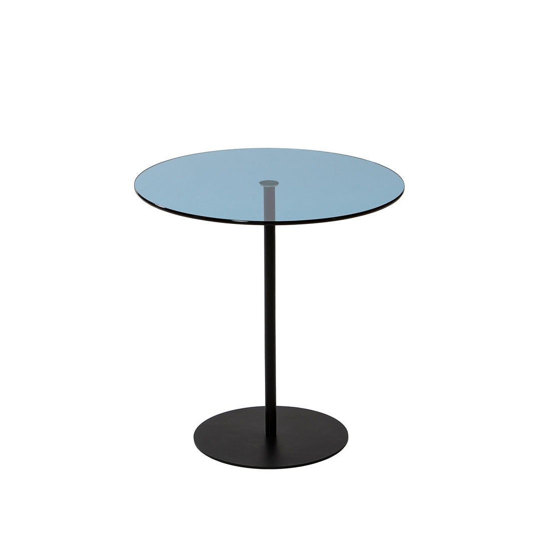 NORDVÄRK Chill sidebord rund blå glas og sort metal Ø50