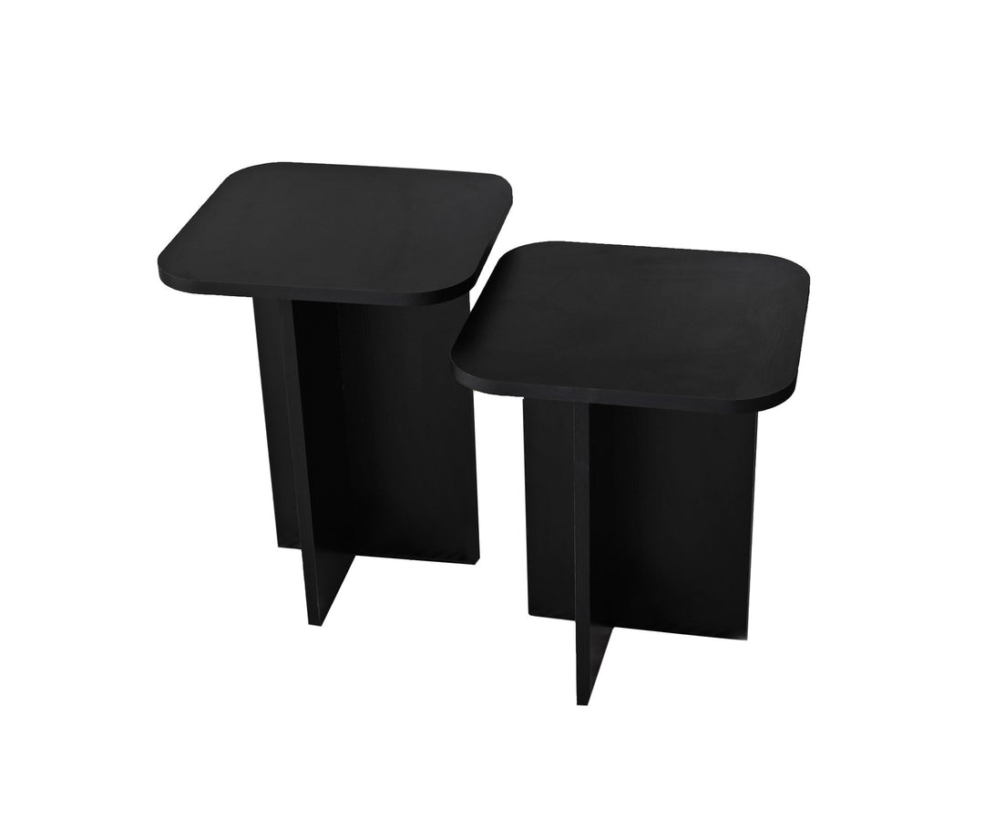 NORDVÄRK Blues sidebord kvadratisk sort melamin sæt med 2