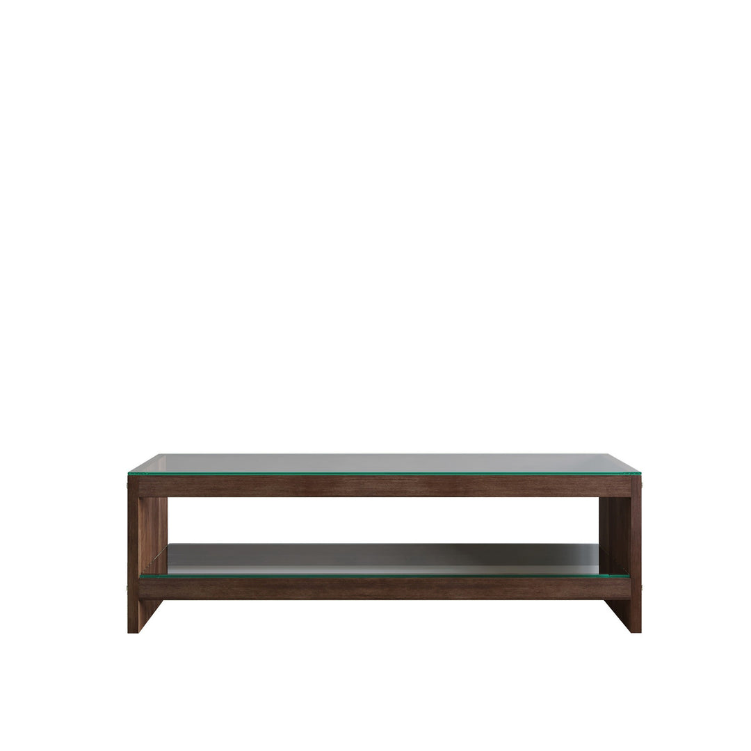 NORDVÄRK TV300 TV-bord m. 1 hylde glas og valnøddefarvet fyrretræ 140x40