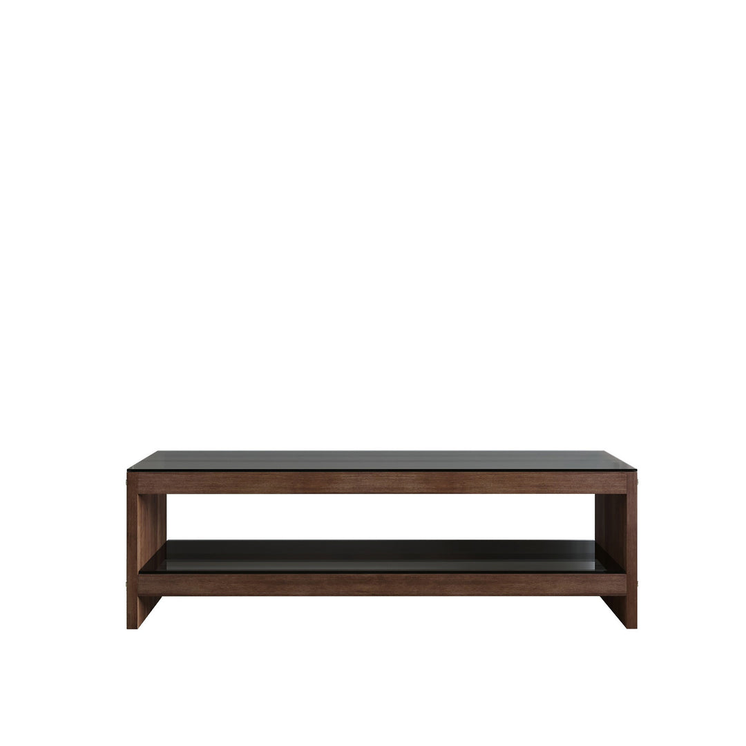 NORDVÄRK TV301 TV-bord m. 1 hylde glas og valnøddefarvet fyrretræ 140x40