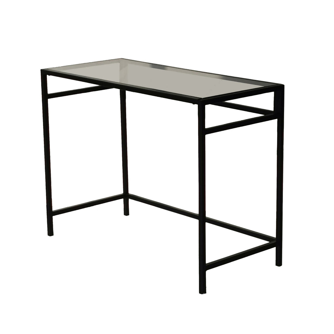 NORDVÄRK Network skrivebord rektangulær røgfarvet glas og sort metal 100x45