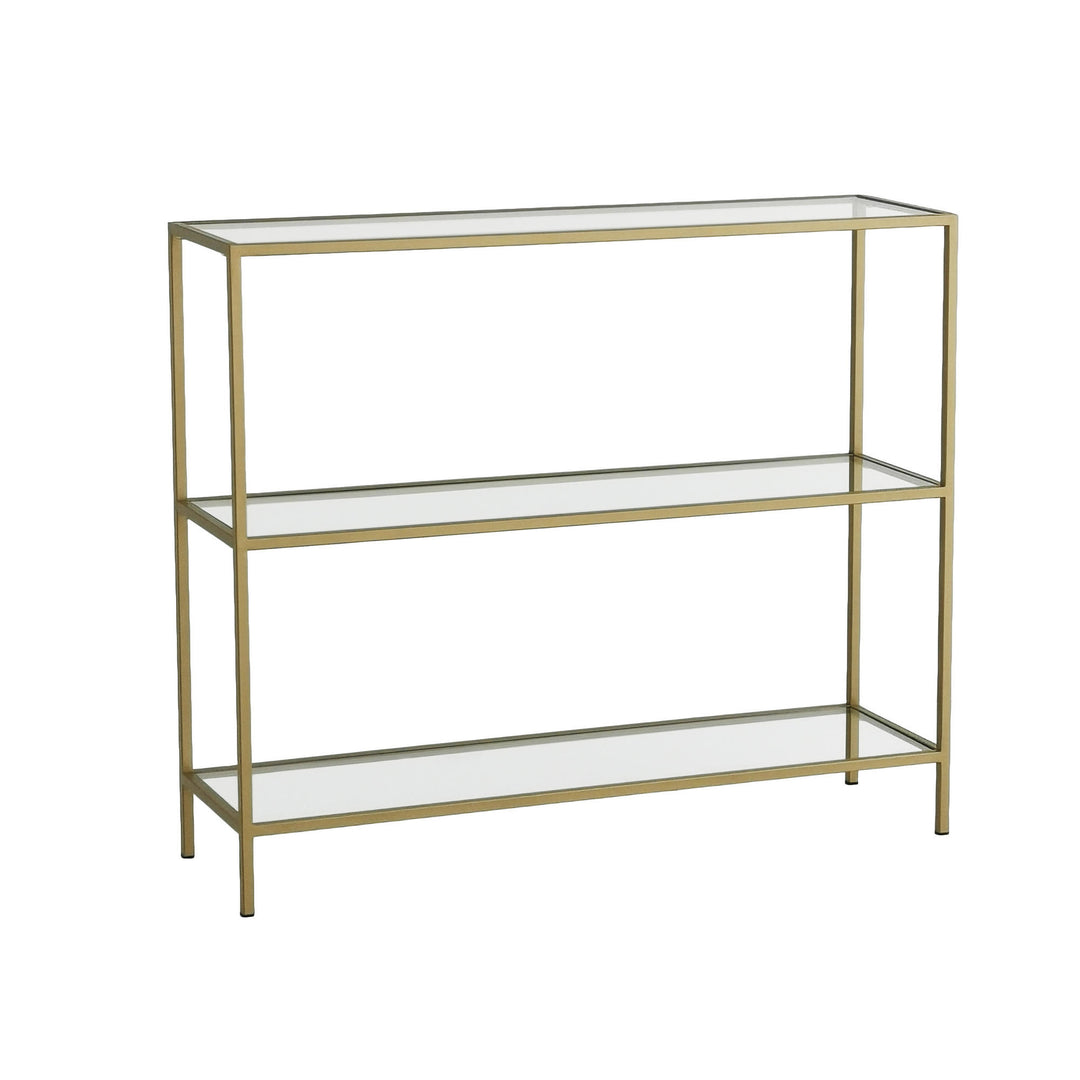 NORDVÄRK D101 konsolbord m. 2 hylder glas og guld metal 100x30