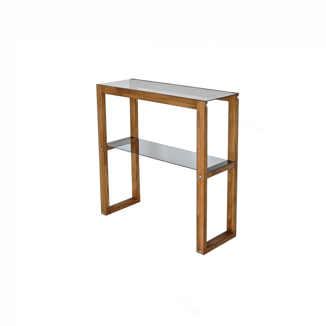 NORDVÄRK Via konsolbord m. 1 hylde glas og valnøddefarvet træ 85x31