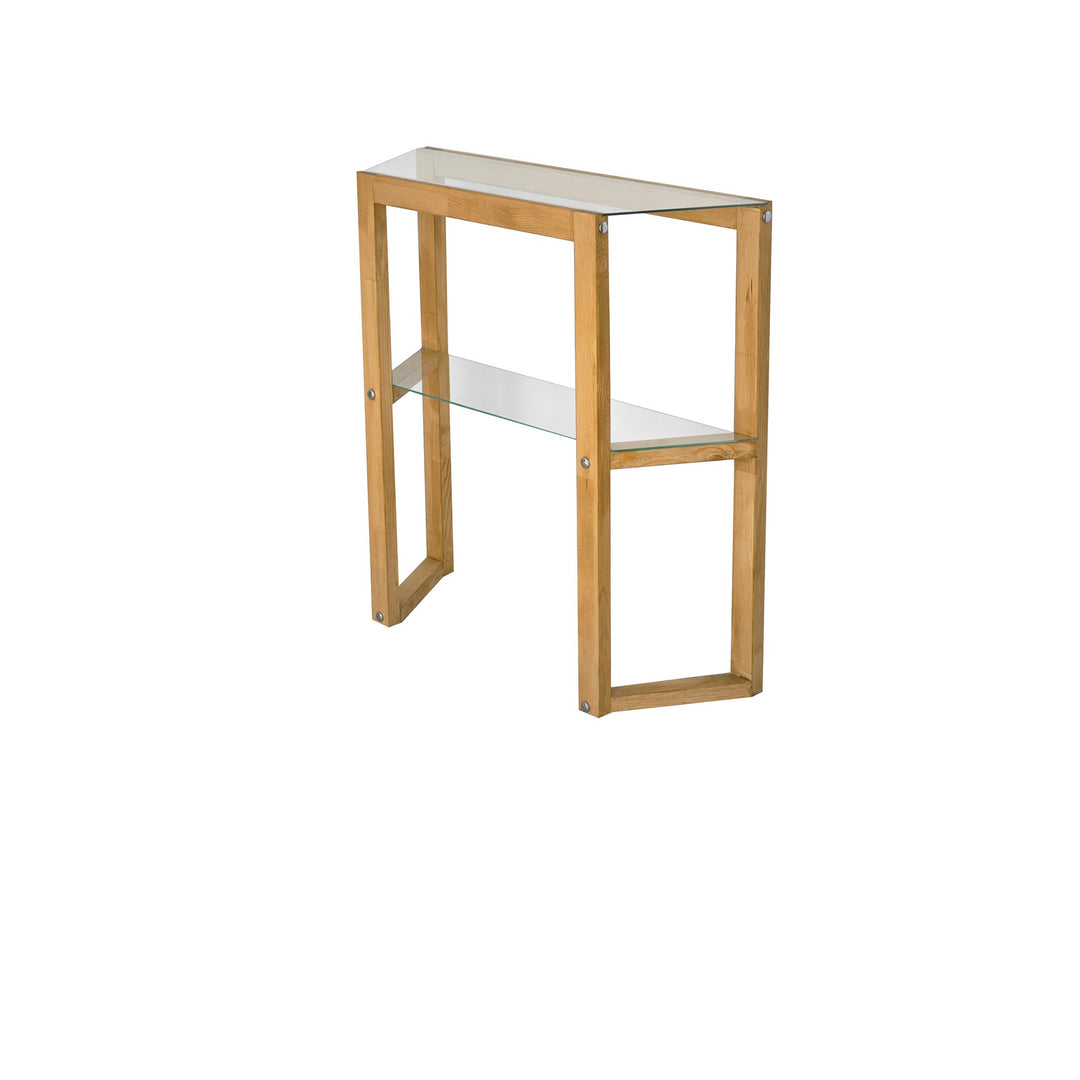 NORDVÄRK Via konsolbord m. 1 hylde glas og egefarvet træ 85x31