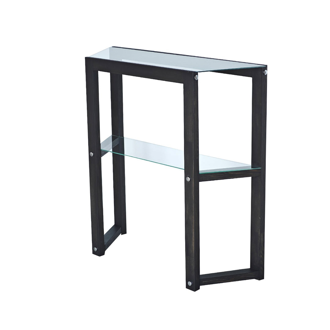 NORDVÄRK Via konsolbord m. 1 hylde glas og antracitgrå træ 85x31