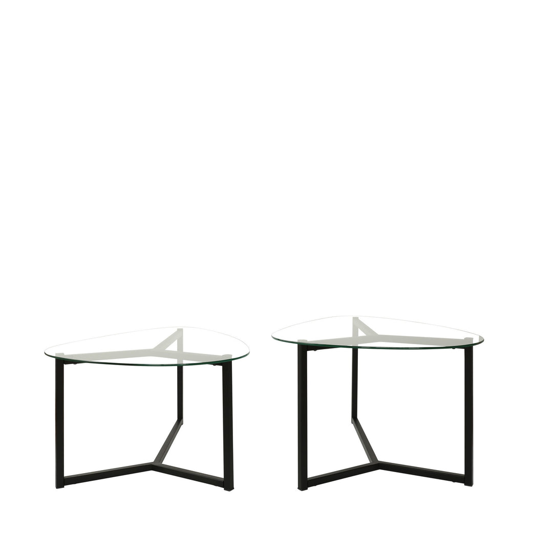 NORDVÄRK Bellisimo sofabord glas og mat sort metal sæt med 2