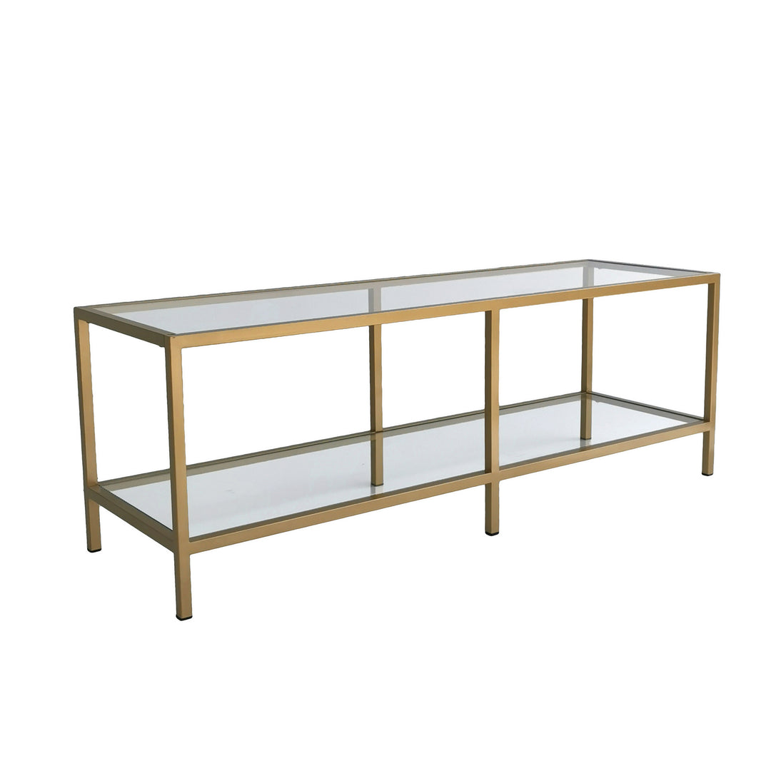 NORDVÄRK Basic TV-bord m. 1 hylde glas og guld metal 130x40