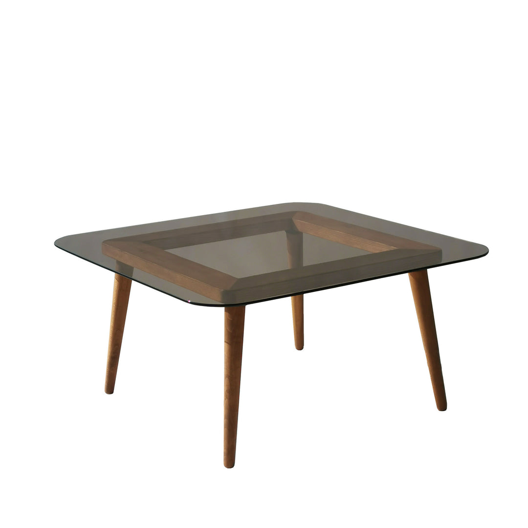 NORDVÄRK Smart sofabord kvadratisk bronze glas og fyrretræ/bøgetræ 80x80