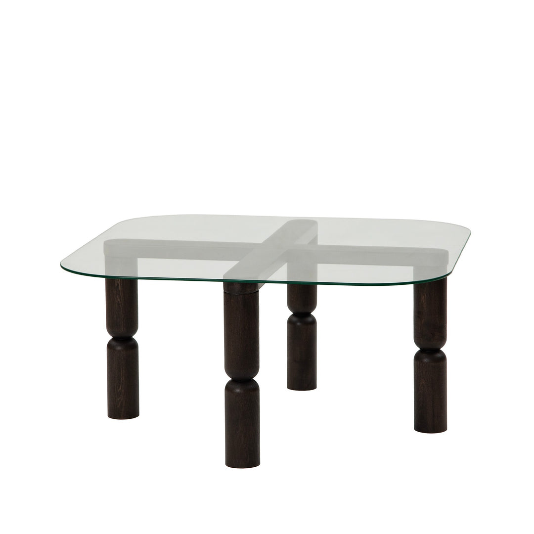 NORDVÄRK Kei sofabord kvadratisk glas og antracit træ 80x80