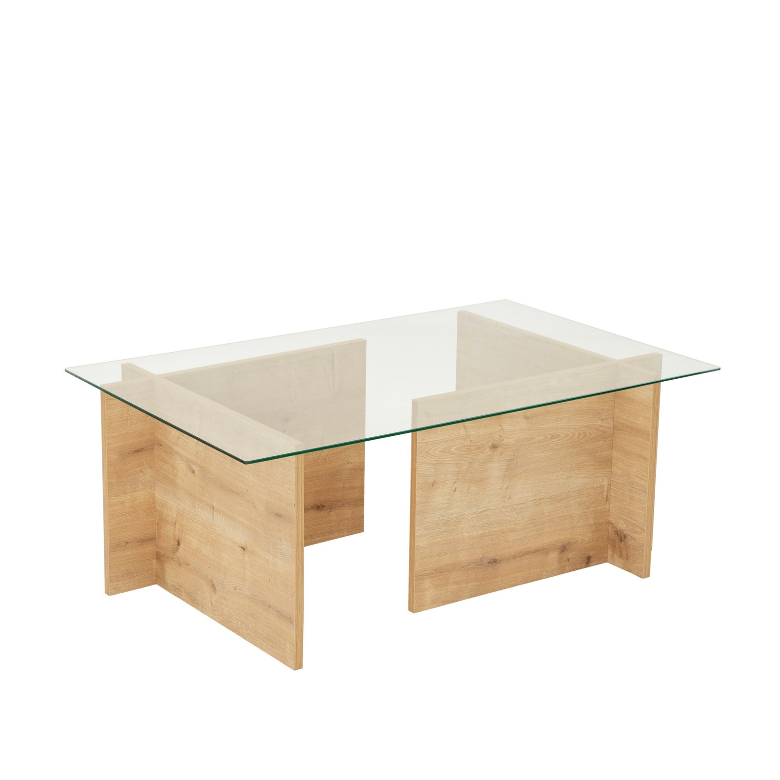 Produktbillede af NORDVÄRK Escape sofabord rektangulær glas og safir egefarvet træ 105x65 i premium kvalitet