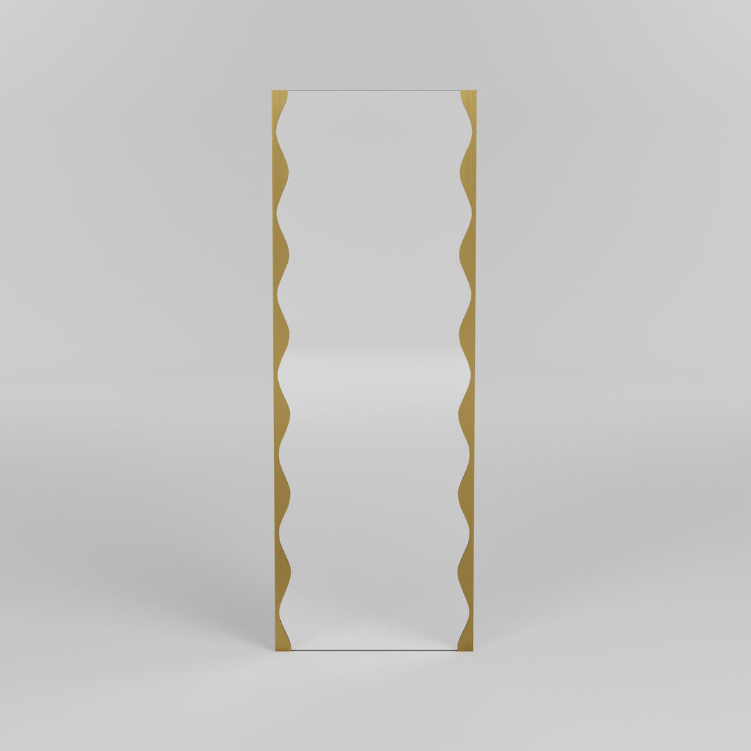 NORDVÄRK Melodia vægspejl rektangulær spejlglas og guld metal 140x50