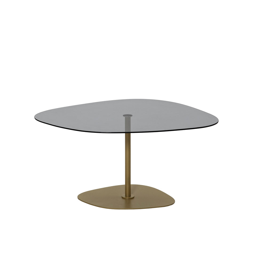 NORDVÄRK Soho sofabord organisk mørkegrå glas og guld metal 85x67